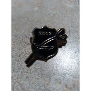 2003 Shield Design Black Rose Flower Pin